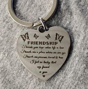 NEW Friendship keychain necklace bracelet heart‎ shaped silver